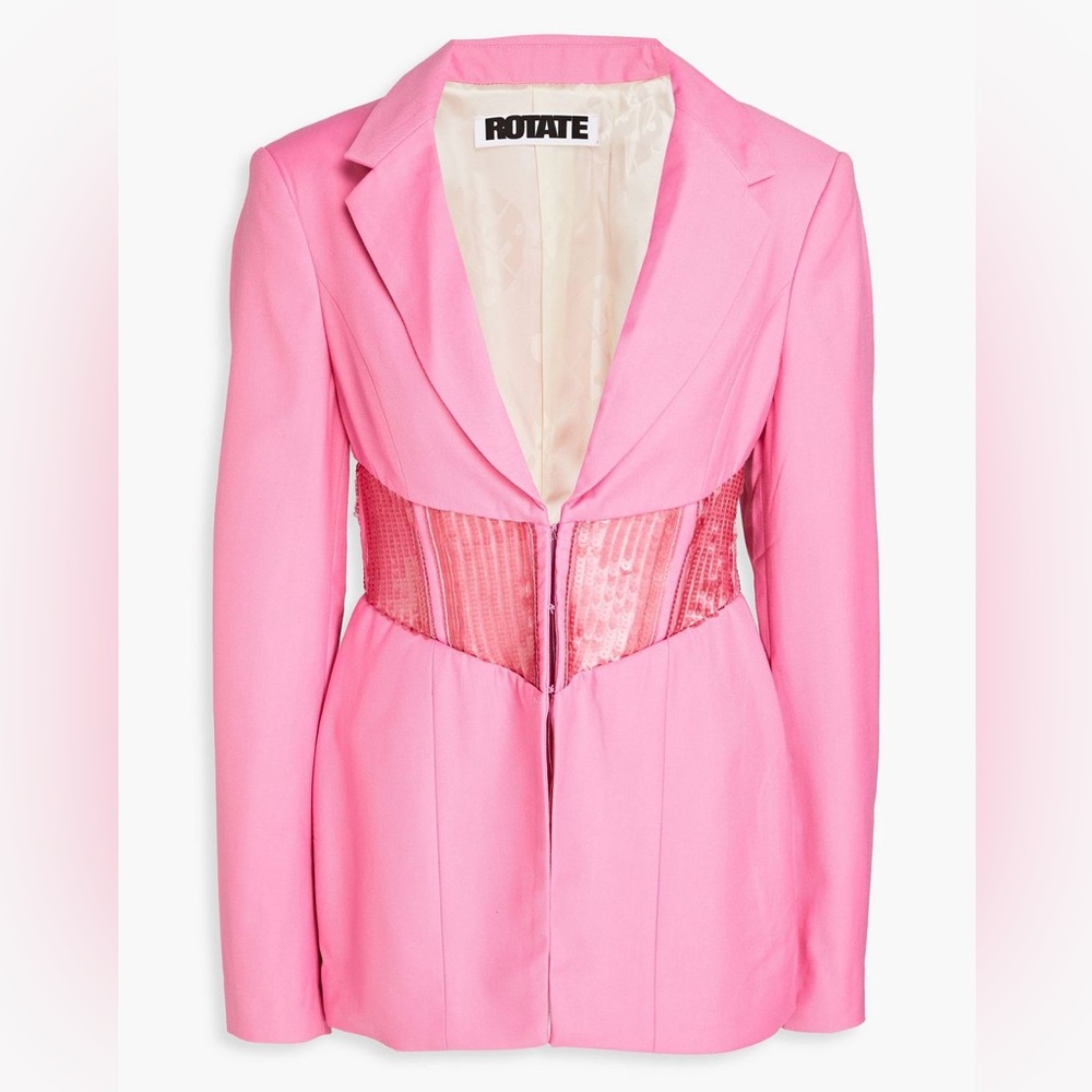 NWT ROTATE BIRGER CHRISTENSEN Nara sequin-embellished twill blazer in bubblegum